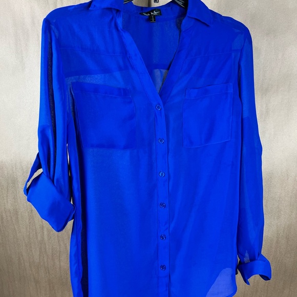 Nicole Miller see through button up shirt. - Picture 2 of 7